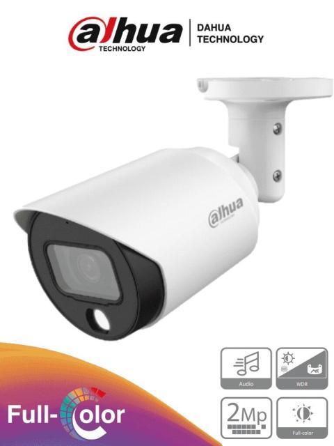 DAHUA HACHFW1239TNALED0360B CAMARA BALA FULL COLOR DE 2 MEGAPIXELES- 1080P- MICROFONO-3.6MM- METALICA- WDR REAL DE 130 DB- LEDS PARA 20 MTS- IP67