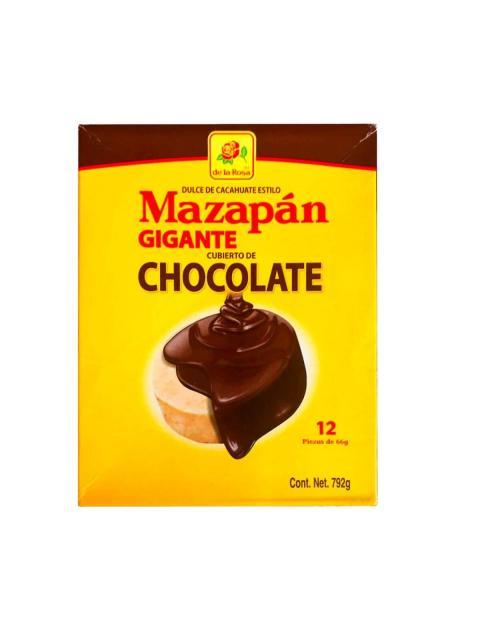 DE LA ROSA MAZAPAN CUBIERTO DE CHOCOLATE GIGANTE PAQ CON 12