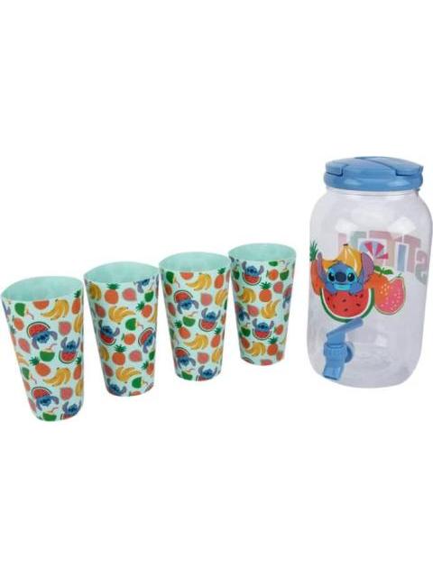 DISPENSADOR DE AGUA CON VASOS MULTICOLOR STITCH