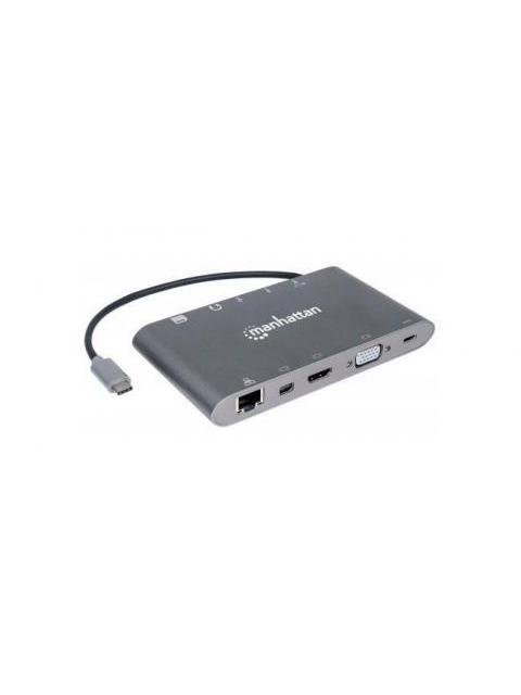 MANHATTAN DOCKING STATION 152808 USB C 3X USB 3.0 1X USB C 1X HDMI 1X VGA PLATA - Image 3