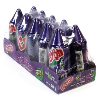 DULCE ACIDITO CRAYON UVA PAQUETE CON 10 PIEZAS DE 28 GR