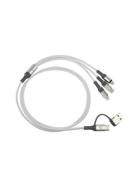 EASY LINE CABLE USB A MACHO - USB C-MICRO-USB B-LIGHTNING MACHO 1.2 METROS BLANCO