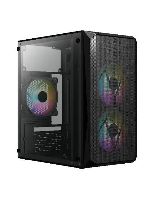 GABINETE ACTECK DOOM GI630 MICRO-TOWER MICRO-ATX-MINI-ITX USB 2.0-3.0 CON FUENTE DE 500W 3 VENTILADORES INSTALADOS NEGRO