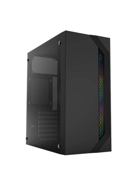 GABINETE ACTECK VIKEN GM434 CON VENTANA RGB MIDI-TOWER ATX-MICRO-ATX-MINI-ATX USB 2.0 CON FUENTE DE 500W SIN VENTILADORES INSTALADOS NEGRO