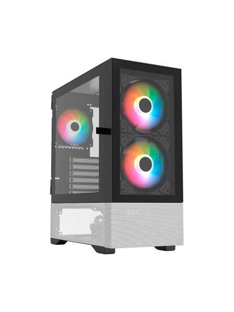 GABINETE BALAM RUSH NITROX CRYSTAL 5500 CBW MIDI-TOWER MICRO-ATX-MINI-ITX USB 2.0-3.0 SIN FUENTE 3 VENTILADORES INSTALADOS NEGRO-BLANCO