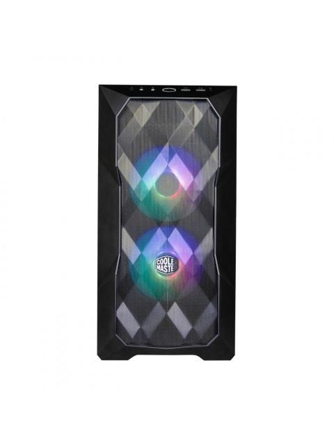 GABINETE COOLER MASTER MASTERBOX TD300 MESH CON VENTANA ARGB MINI TOWER MINI-ITX-MICRO-ATX USB 3.0 SIN FUENTE 2 VENTILADORES ARGB INSTALADOS NEGRO