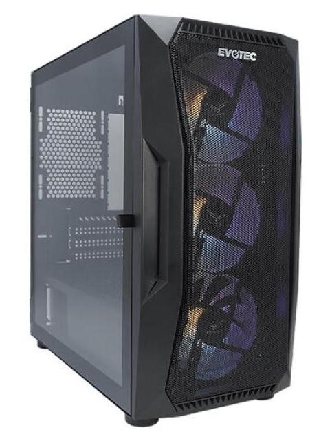 GABINETE EVOTEC SEOUL CON VENTANA MIDI-TOWER MICRO-ATX-MINI-ATX USB 3.0-2.0 3 VENTILADORES INSTALADOS NEGRO