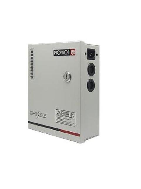 GABINETE FUENTE DE PODER 8 CANALES 12V-5A SOPORTA BATERIA DE GEL PARA RESPALDO DE CORRIENTE