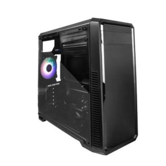 GABINETE GAME FACTOR CSG300 MIDI-TOWER ATX-MICRO-ATX-MINI-ITX USB 2.0-3.0 SIN FUENTE 1 VENTILADOR INSTALADO NEGRO