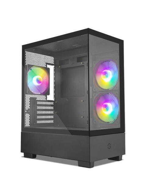 GABINETE GETTTECH GCM-550AC-02 MINI-TOWER MICRO-ATX-MINI-ITX USB 2.0-3.0 SIN FUENTE 3 VENTILADORES INSTALADOS NEGRO