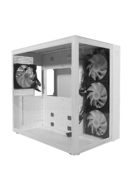 GABINETE NACEB WHITE NOVA CON VENTANA MIDI-TOWER ATX-MICRO-ATX-MINI-ATX USB 3.0 SIN FUENTE 4 VENTILADORES RGB INSTALADOS BLANCO