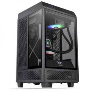 GABINETE THERMALTAKE THE TOWER 100 BLACK (CA1R300S1WN00) COLOR NEGRO MINI TORRE 3 PANELES DE 4MM DE CRISTAL TEMPLADO SOPORTA TARJETAS MADRE MICRO AT