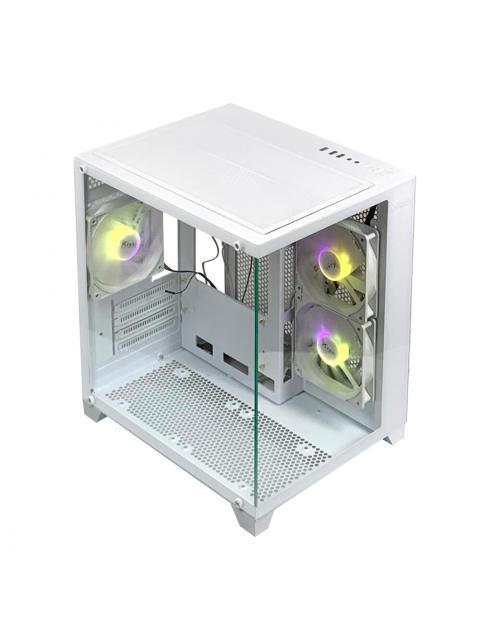 GABINETE XZEAL PANZER II CUBO MINI-TOWER MICRO-ATX USB 2.0-3.0 SIN FUENTE 3 VENTILADORES INSTALADOS BLANCO