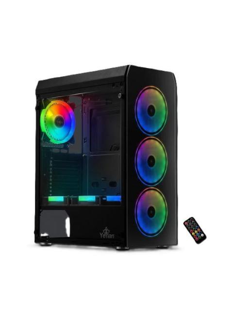 GABINETE YEYIAN KRYPTON CON VENTANA MIDI TOWER ATX-MICRO-ATX USB 3.0 SIN FUENTE 3 VENTILADORES INSTALADOS ARGB NEGRO