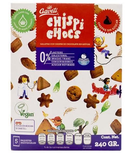 GALLETA CON CHISPAS DE CHOCOLATE SIN AZUCAR 240 G GAVETI
