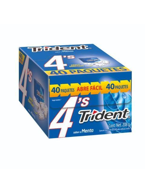 GOMA DE MASCAR TRIDENT CON MICROCAPSULAS SABOR MENTA PAQUETE CON 40 PIEZAS DE 4 PASTILLAS