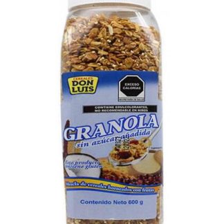 GRANOLA SIN AZUCAR FRASCO 600 G DON LUIS