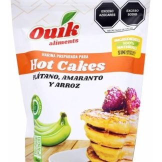 HARINA PARA HOT CAKES PLATANO AMARANTO ARROZ 350 G OUIK ALIMENTS