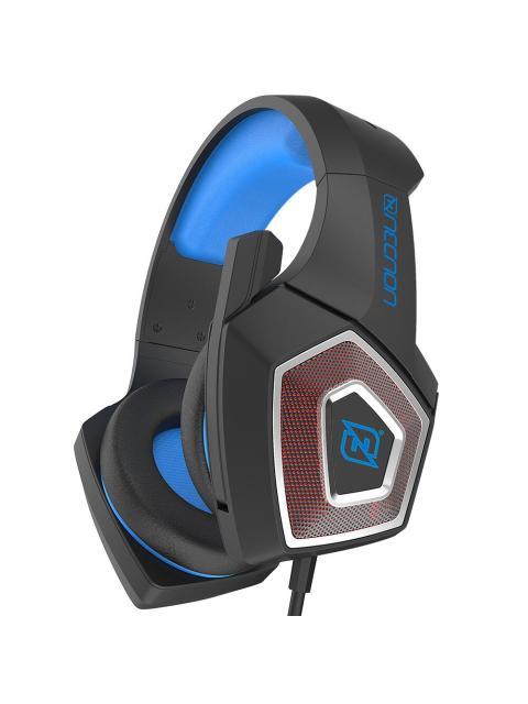 HEADSET GAMING OVEREAR NBHG DRAGON LED ALAMBRICO DIADEMA FLEXIBLE CON VIBRACION MICROFONO 3.5MM USB PC CONSOLAS CELULAR C-ADAPTADOR AZUL