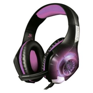 HEADSET GAMING OVEREAR NBHG VIPER LED ALAMBRICO DIADEMA FLEXIBLE MICROFONO 3.5MM USB PC CONSOLAS CELULAR INC ADAPTADOR MEGABASS FUCSIA