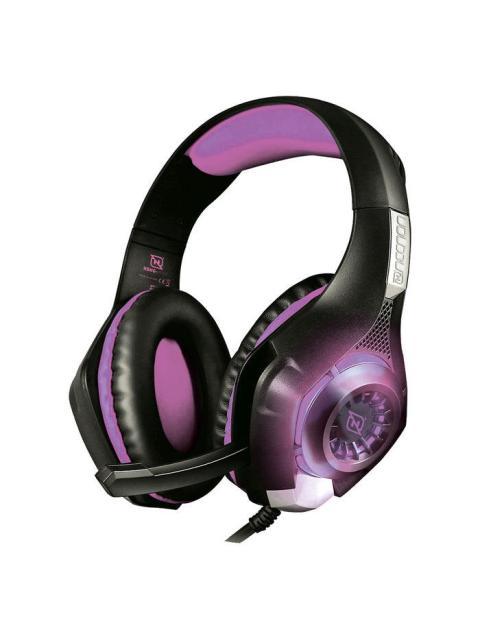HEADSET GAMING OVEREAR NBHG VIPER LED ALAMBRICO DIADEMA FLEXIBLE MICROFONO 3.5MM USB PC CONSOLAS CELULAR INC ADAPTADOR MEGABASS FUCSIA