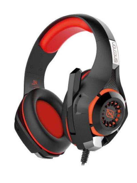 HEADSET GAMING OVEREAR NBHG VIPER LED ALAMBRICO DIADEMA FLEXIBLE MICROFONO 3.5MM USB PC CONSOLAS CELULAR INC ADAPTADOR MEGABASS ROJO