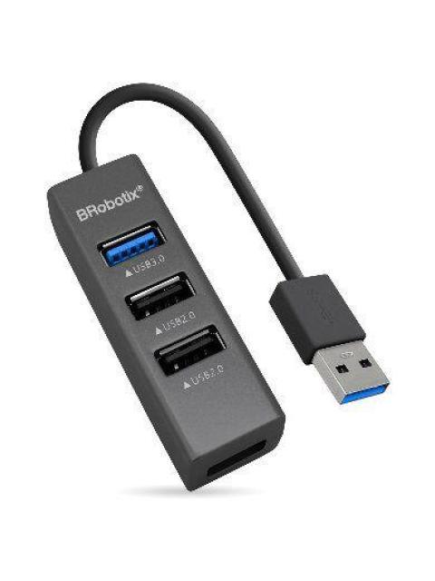 HUB BROBOTIX 1 PUERTO USB-A 3.0 - 3 PUERTOS USB-A NEGRO 263021