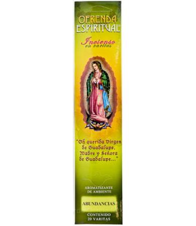 INCIENSO VIRGEN ABUNDANCIA 20 VARITAS OFRENDA ESPIRITUAL