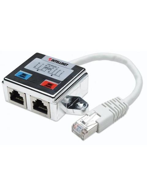 INTELLINET ADAPTADOR RJ-45 MACHO - 2X RJ-45 HEMBRA PLATA