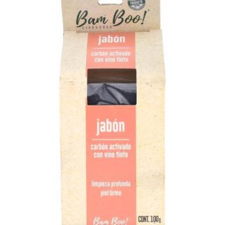 JABON CARBON ACTIVADO VINO TINTO 100 G BAM BOO LIFESTYLE
