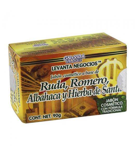 JABON LEVANTA NEGOCIOS-RUDAROMEROALBAHACA Y HIERBA SANTA 90GR GN+VIDA