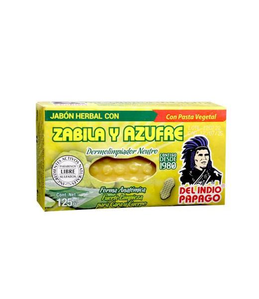 JABON HERBAL CON ZABILA Y AZUFRE 125GR TEPEZCOHUITE DEL INDIO PAPAGO