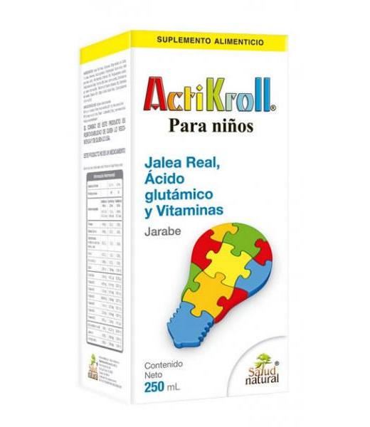 JARABE ACTIKROLL PARA NIÑOS 250 ML. JALEA REALACIDO GLUTAMICO Y VI SALUD NATURAL