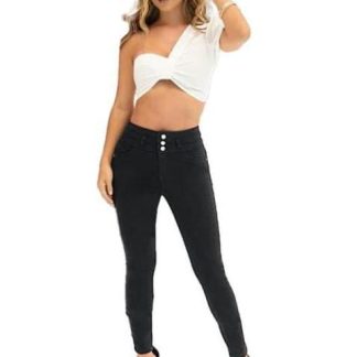 JEANS CINTURA SUPERALTA NEGRO FERGINO