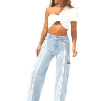 JEANS WIDE LEG CINTURA ALTA BLEACH FERGINO