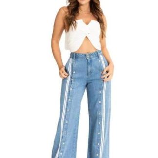 JEANS WIDE LEG CINTURA REGULAR GRIS FERGINO