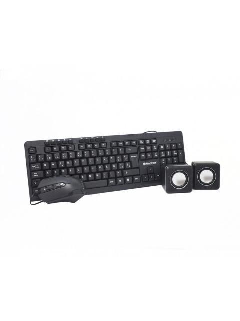 KIT 3 EN 1 TECLADO MOUSE Y BOCINAS NACEB NA-228 ALAMBRICO USB NEGRO (ESPANOL) - ¡COMPRA Y RECIBE EL 5% DEL VALOR DE ESTE PRODUCTO EN SALDO DE REGALO!