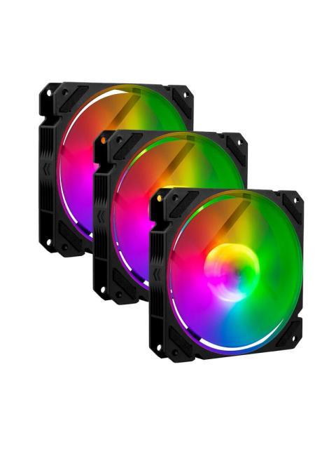 KIT 3 VENTILADORES DE 120MM ARGB BALAM RUSH EOLOX BLAZE EX70K VELOCIDAD 1200 RPM FLUJO DE AIRE 30.71 CFM