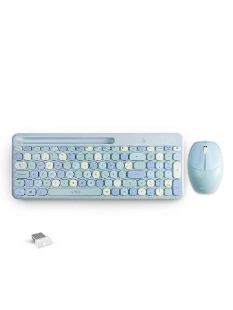 KIT DE TECLADO Y MOUSE ACTECK CREATOR CHIC COLORS MK470 INALAMBRICO USB AZUL (ESPANOL)