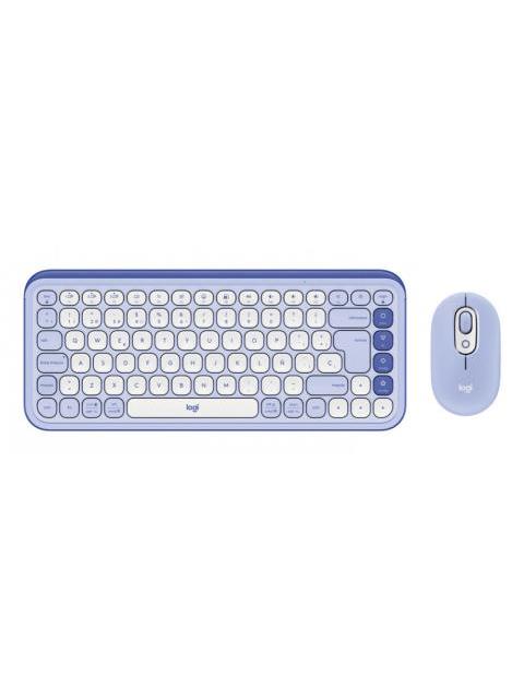 KIT DE TECLADO Y MOUSE LOGITECH POP ICON COMBO INALAMBRICO BLUETOOTH MORADO ESPANOL