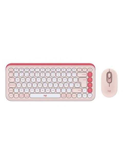 KIT DE TECLADO Y MOUSE LOGITECH POP ICON COMBO INALAMBRICO BLUETOOTH ROSA ESPANOL
