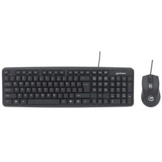 KIT DE TECLADO Y MOUSE MANHATTAN 178464 ALAMBRICO USB NEGRO (ESPANOL)