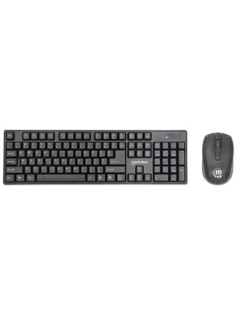 KIT DE TECLADO Y MOUSE MANHATTAN 178990 INALAMBRICO USB NEGRO (ESPANOL)