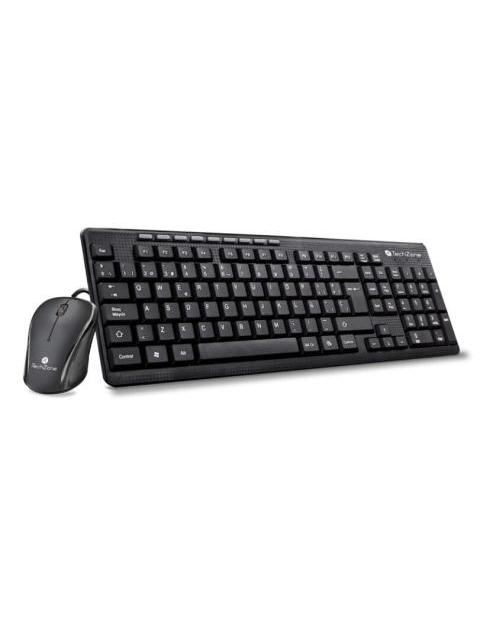 KIT DE TECLADO Y MOUSE TECHZONE TZ19COMB01-LA ALAMBRICO USB NEGRO (ESPANOL)