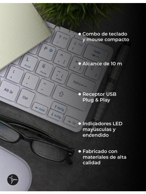 KIT DE TECLADO Y MOUSE TECHZONE TZACCBI04 RF INALAMBRICO USB BLANCO (ESPANOL) - Image 5