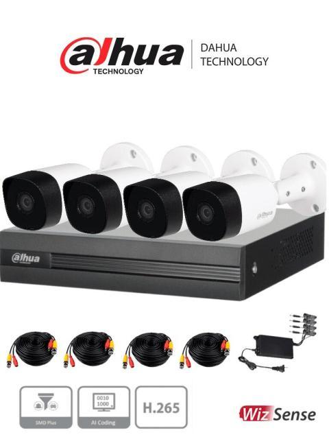 KIT DE VIDEOVIGILANCIA DAHUA TECHNOLOGY DHKIT-XVR1B04HI-4B2A51N0280BS2 INTERIOR Y EXTERIOR ALAMBRICO 4 2592 X 1944 PIXELES 5 MP