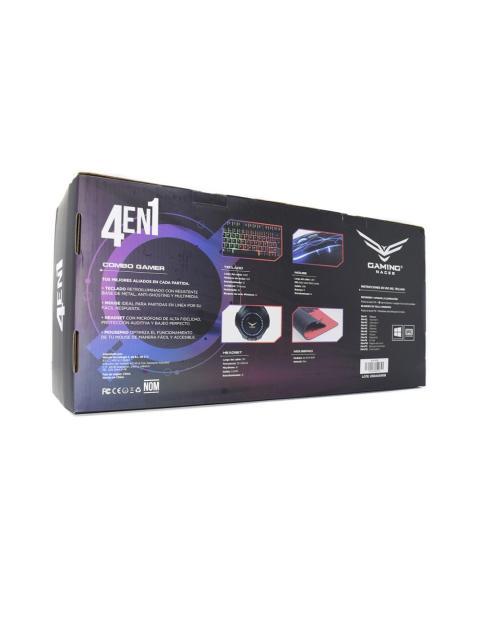 KIT GAMER 4 EN 1 NACEB TECLADO + MOUSE + AUDIFONOS + MOUSEPAD ALAMBRICO USB NEGRO-ROJO (ESPANOL) - Image 3