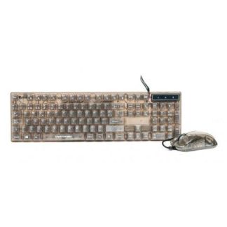 KIT GAMER DE TECLADO Y MOUSE PERFECT CHOICE HELUMO ALAMBRICO USB TRANSPARENTE ESPANOL