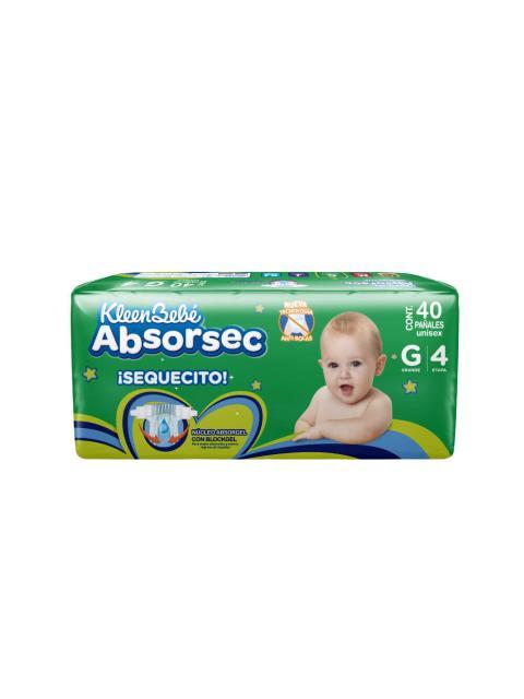 KLEENBEBE ABSORSEC PAÑAL GRANDE PAQUETE DE 40 PZ