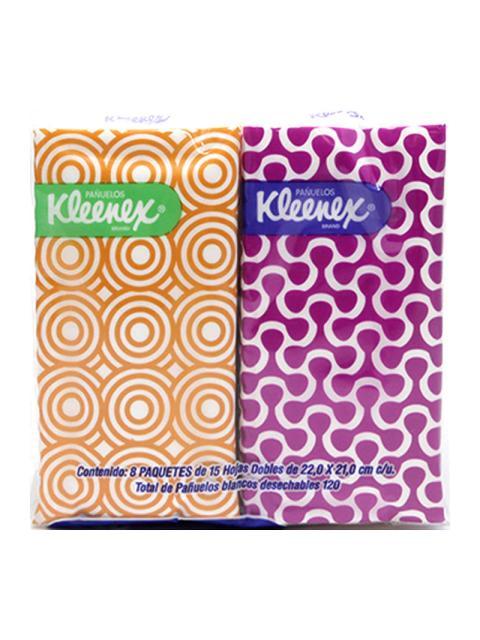KLEENEX PAÑUELOS FACIALES PAQUETE CON 8 SOBRES DE 15 PAÑUELOS